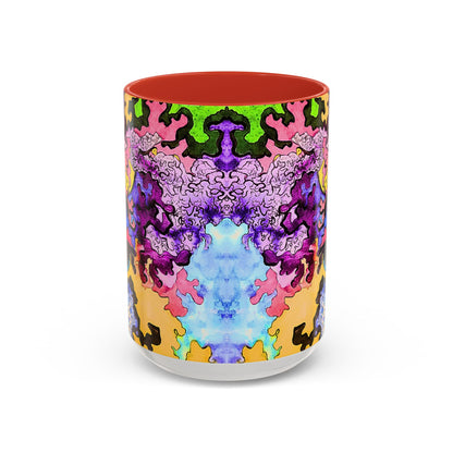 Psychedelic Abstract Accent Coffee Mug — Colorful Inkblot Art (11/15oz)