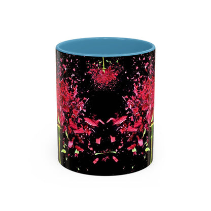 Black Floral Splash Coffee Mug — Red Rose Explosion Accent Mug (11/15oz)