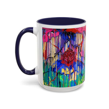Colorful Drip Art Coffee Mug – Vibrant Abstract Floral Accent (11/15oz)