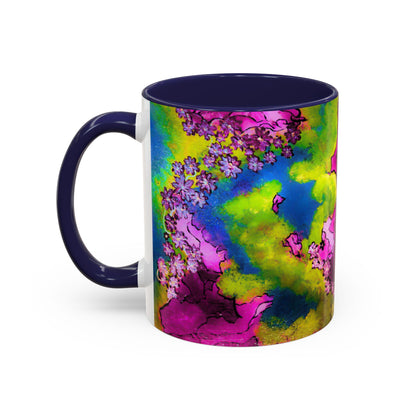 Vibrant Abstract Inkblot Accent Coffee Mug – Psychedelic Floral Color Splash (11/15oz)