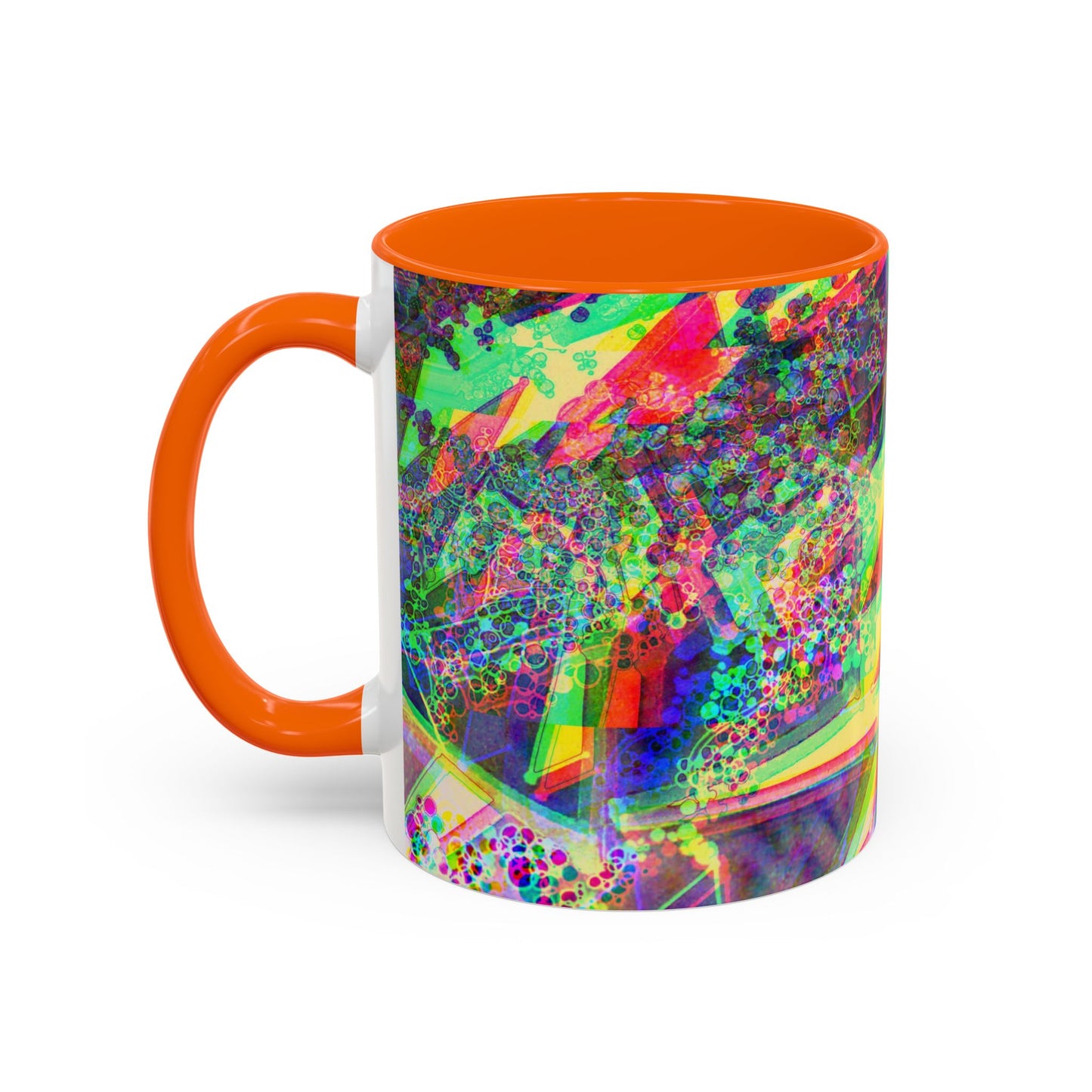 Psychedelic Geometric Accent Coffee Mug — Vibrant Neon Art Design (11/15oz)