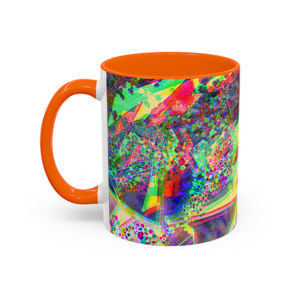 Psychedelic Geometric Accent Coffee Mug — Vibrant Neon Art Design (11/15oz)
