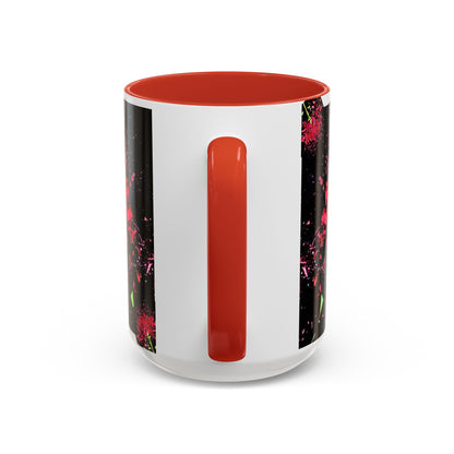 Black Floral Splash Coffee Mug — Red Rose Explosion Accent Mug (11/15oz)