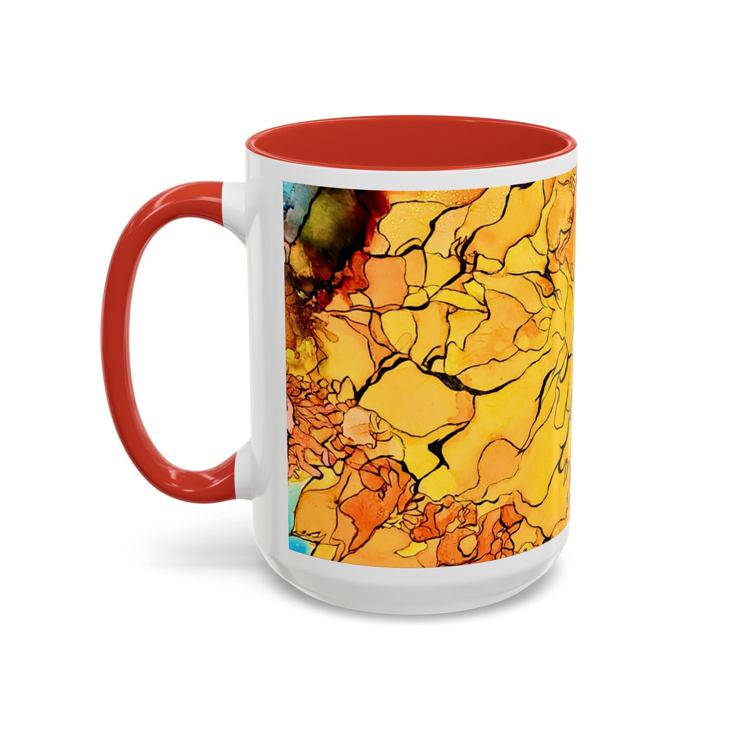 Yellow Floral Accent Coffee Mug – Bright Watercolor Peony Design (11/15oz)