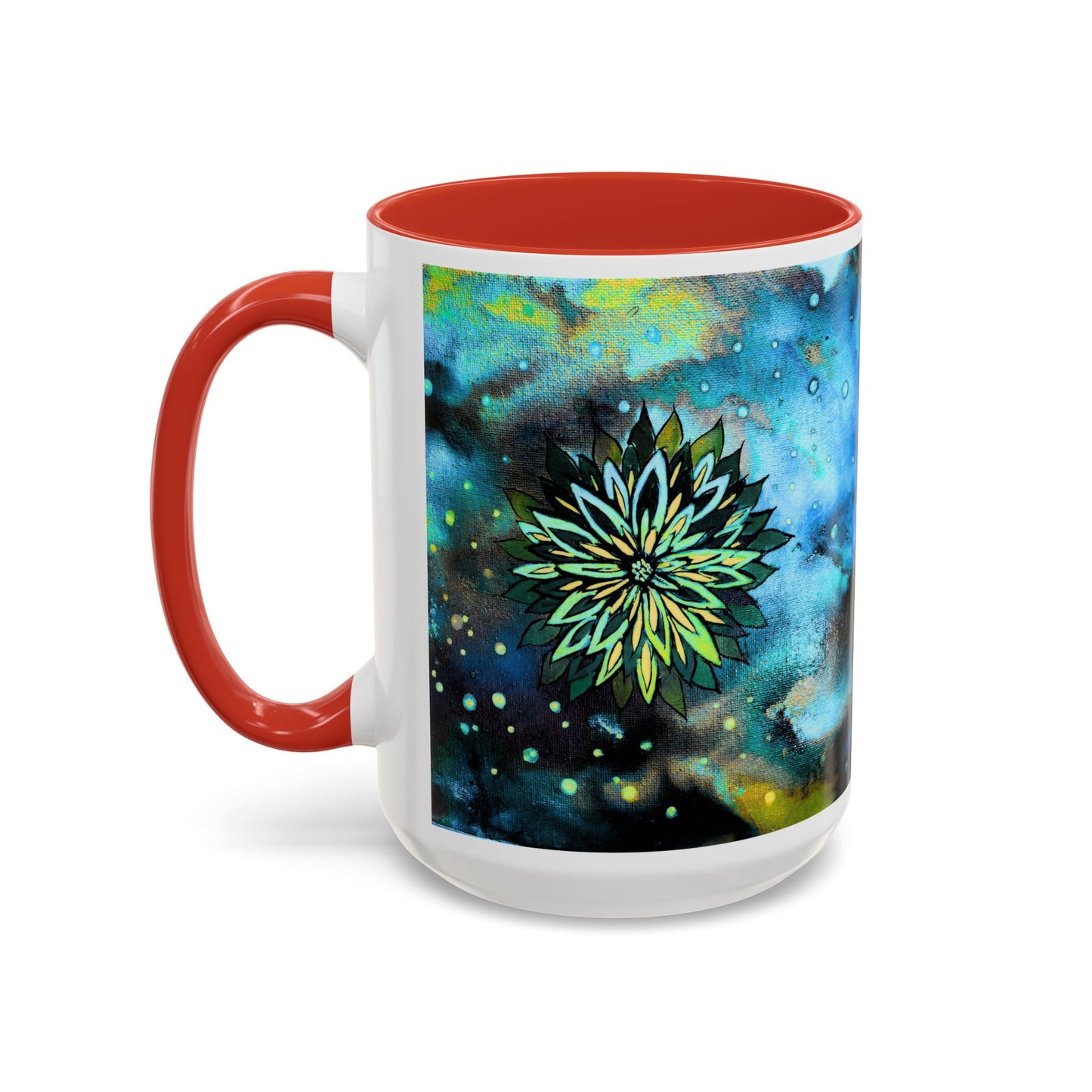 Blue Galaxy Floral Accent Coffee Mug — 11/15oz