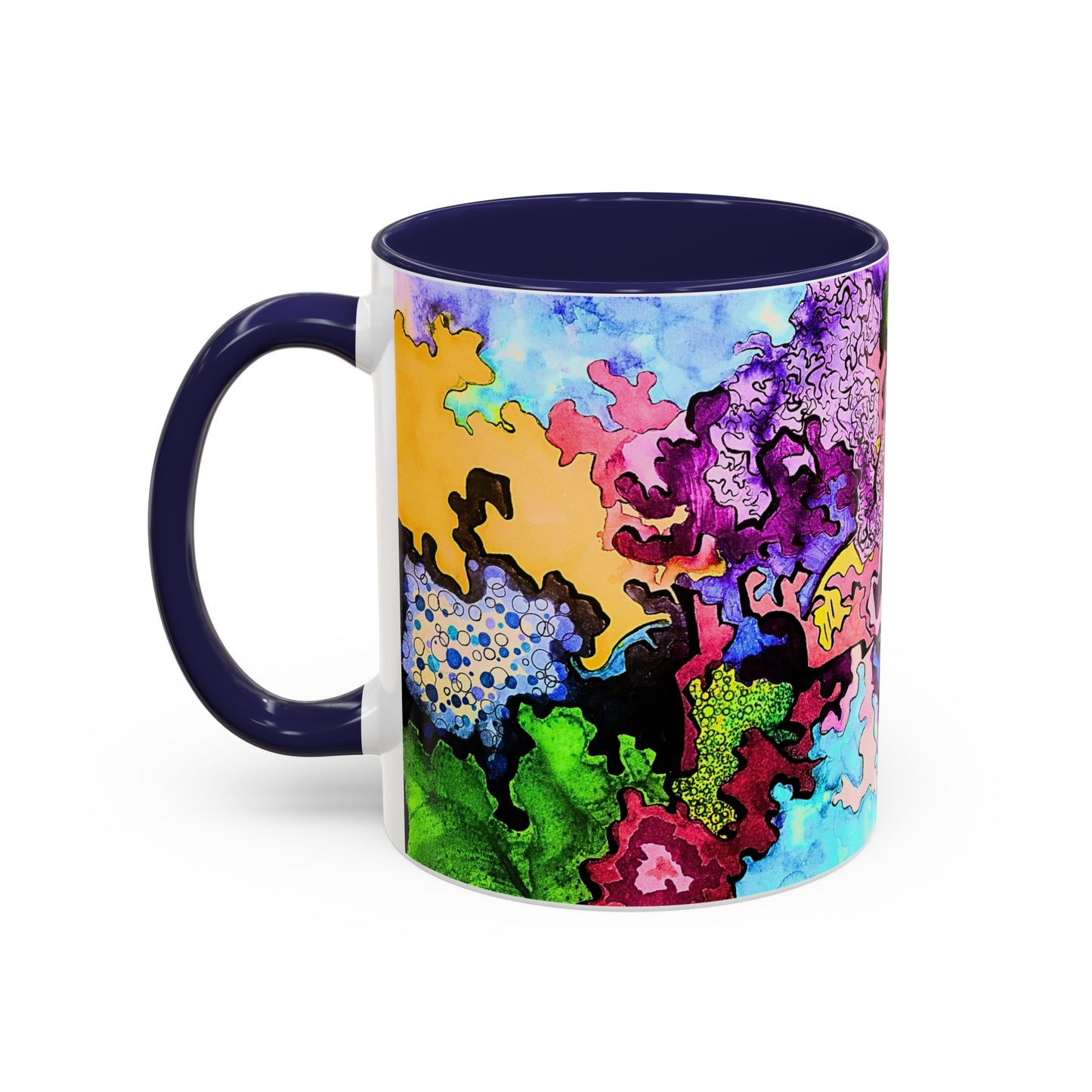 Abstract Colorful Art Coffee Mug — Vibrant Symmetry Accent Mug