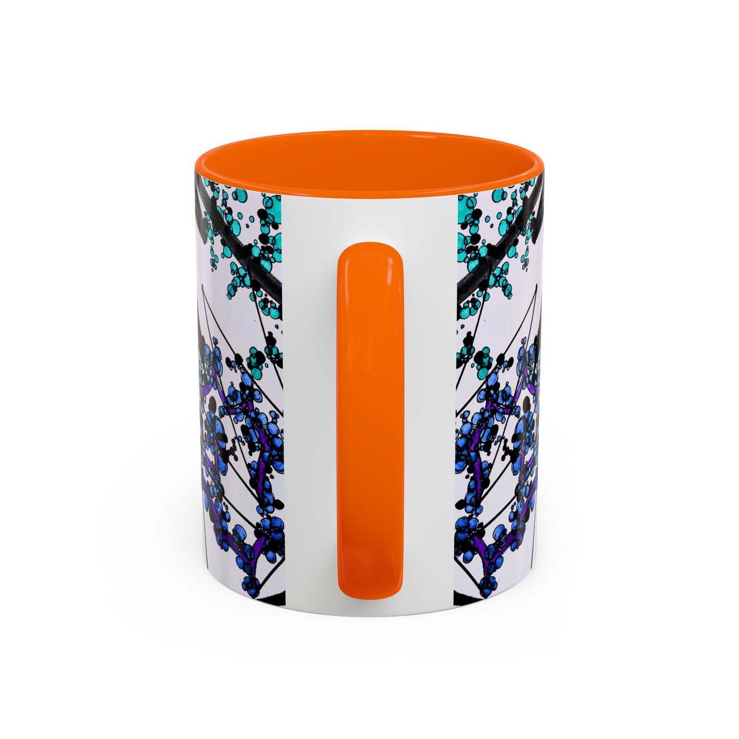 Blue Botanical Accent Coffee Mug — Teal Floral Abstract 11/15oz