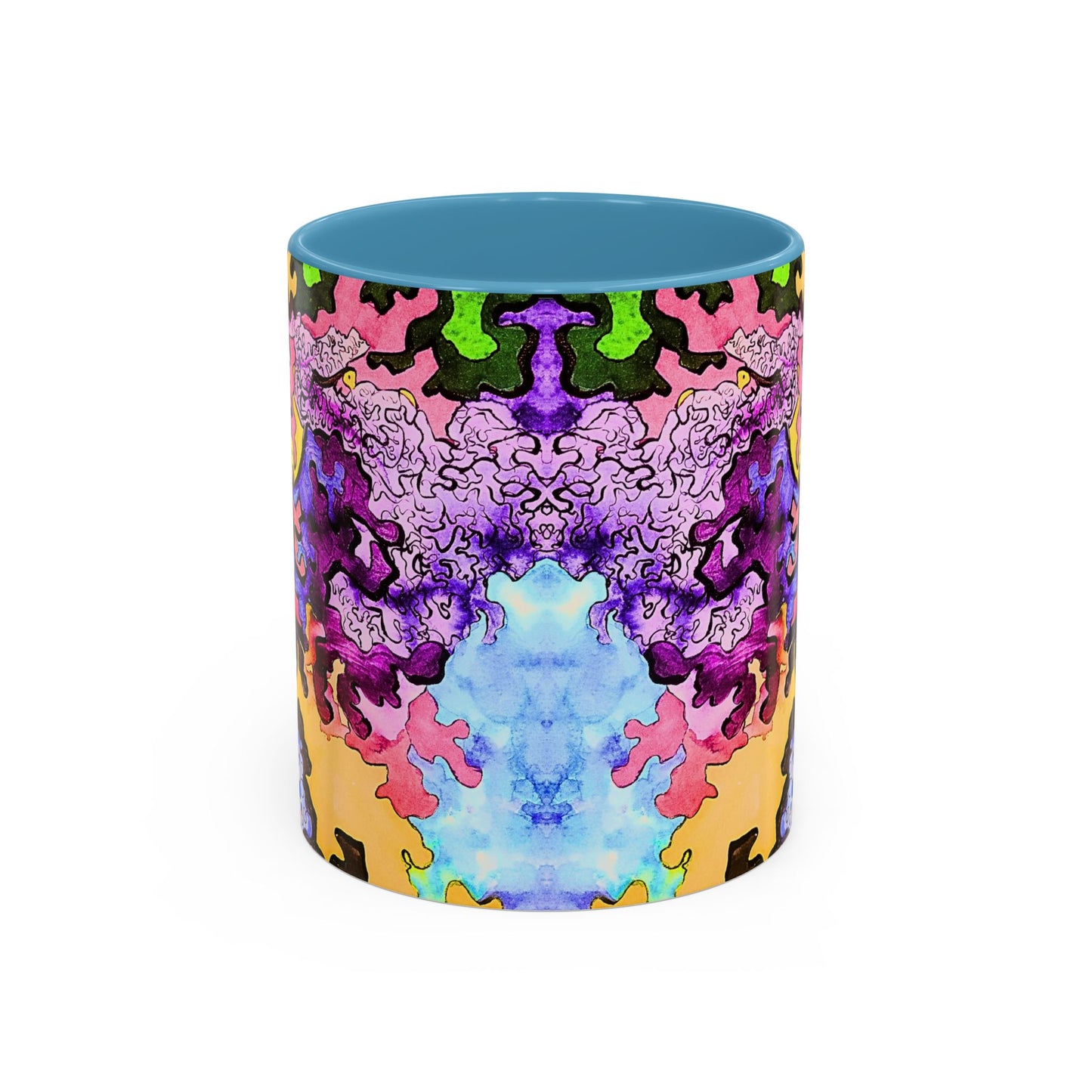 Psychedelic Abstract Accent Coffee Mug — Colorful Inkblot Art (11/15oz)