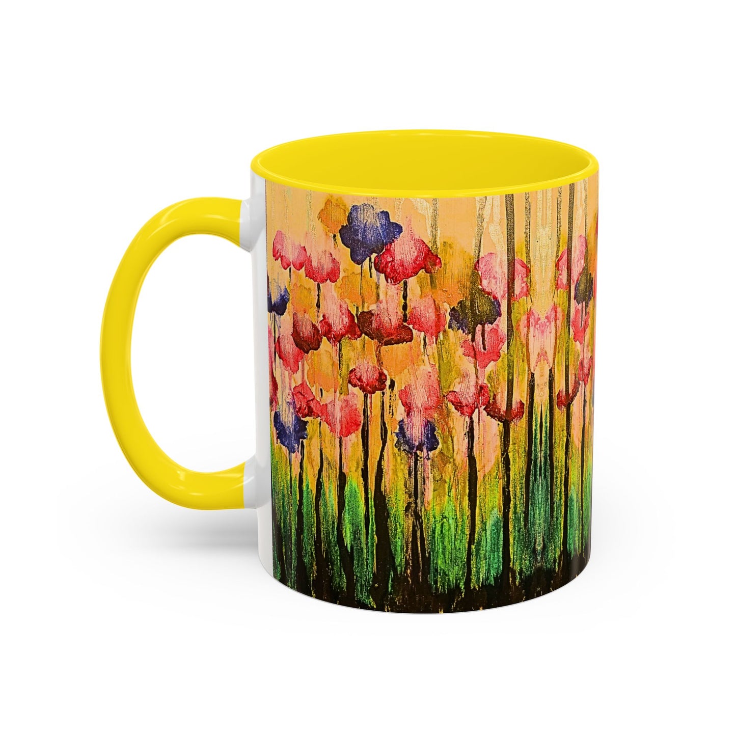 Floral Watercolor Accent Coffee Mug — Colorful Spring Poppy Art (11/15 oz)