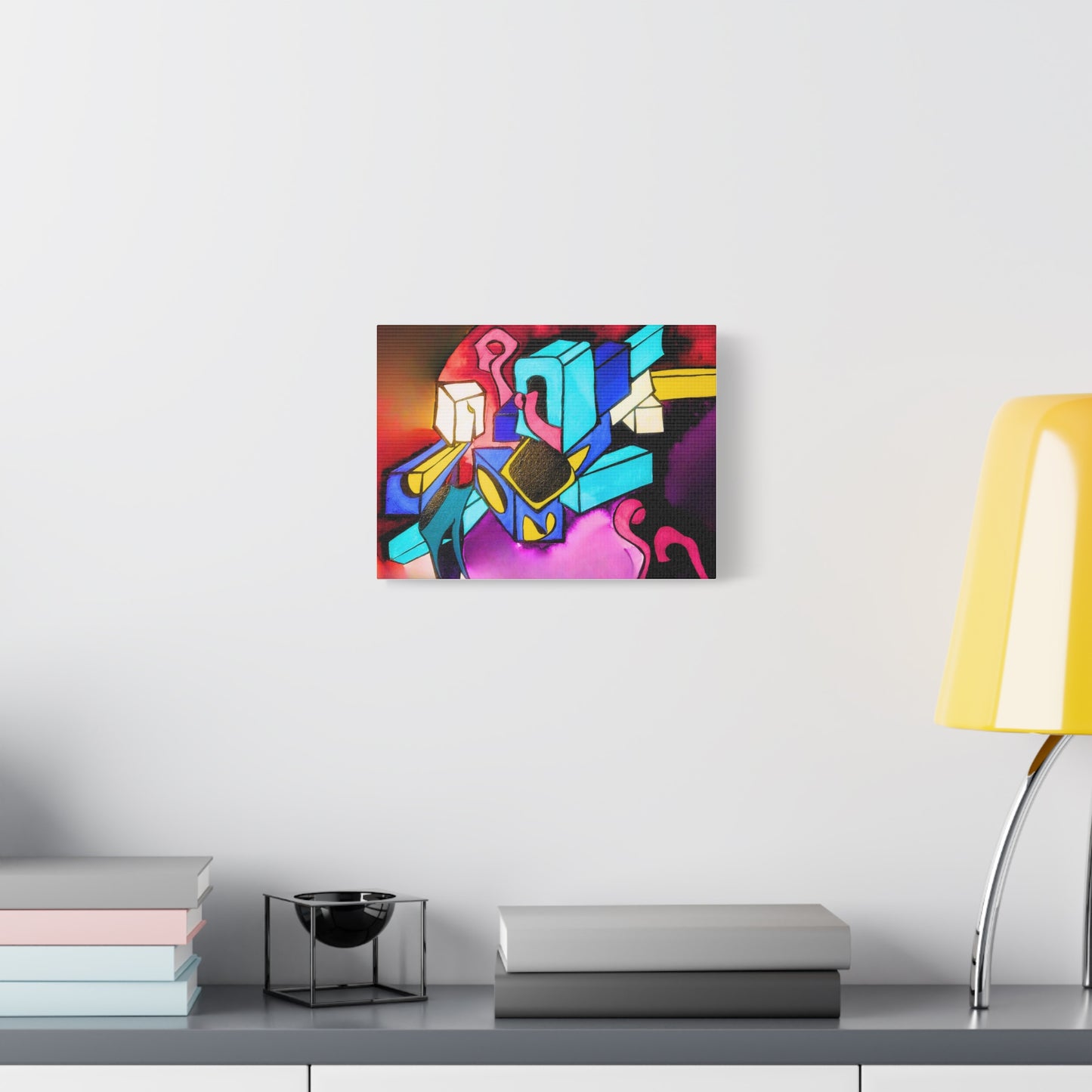 Abstract Neon Geometric Canvas Print