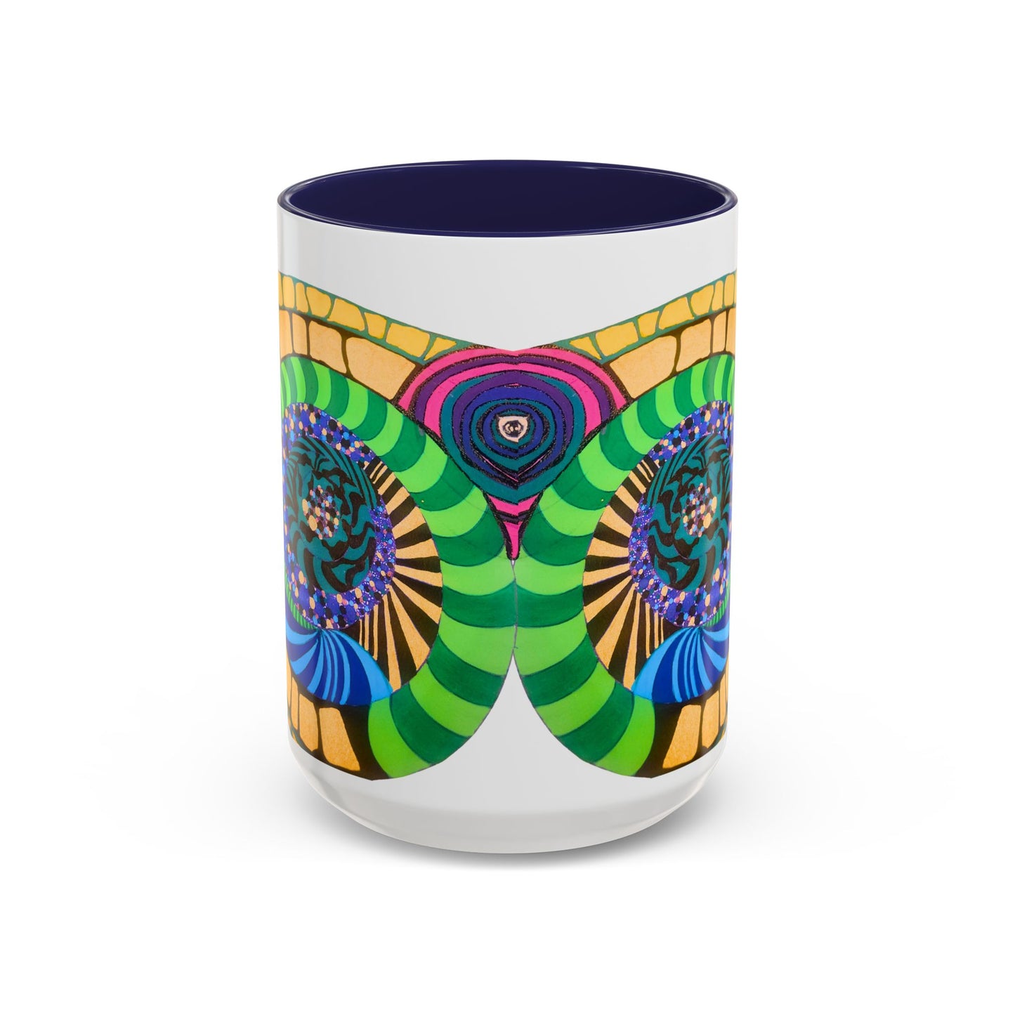 Psychedelic Spiral Accent Coffee Mug – Colorful Abstract Art 11/15oz
