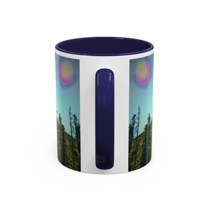 Scenic Pine Forest Accent Coffee Mug — Sunrise Landscape 11/15oz