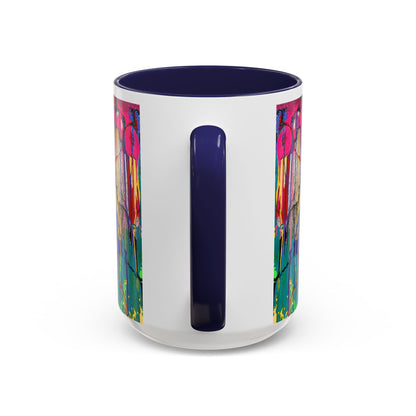 Colorful Drip Art Coffee Mug – Vibrant Abstract Floral Accent (11/15oz)