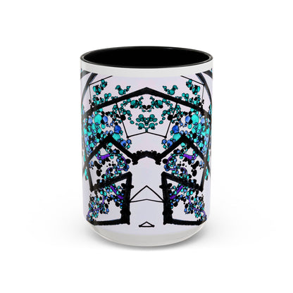 Blue Botanical Accent Coffee Mug — Teal Floral Abstract 11/15oz