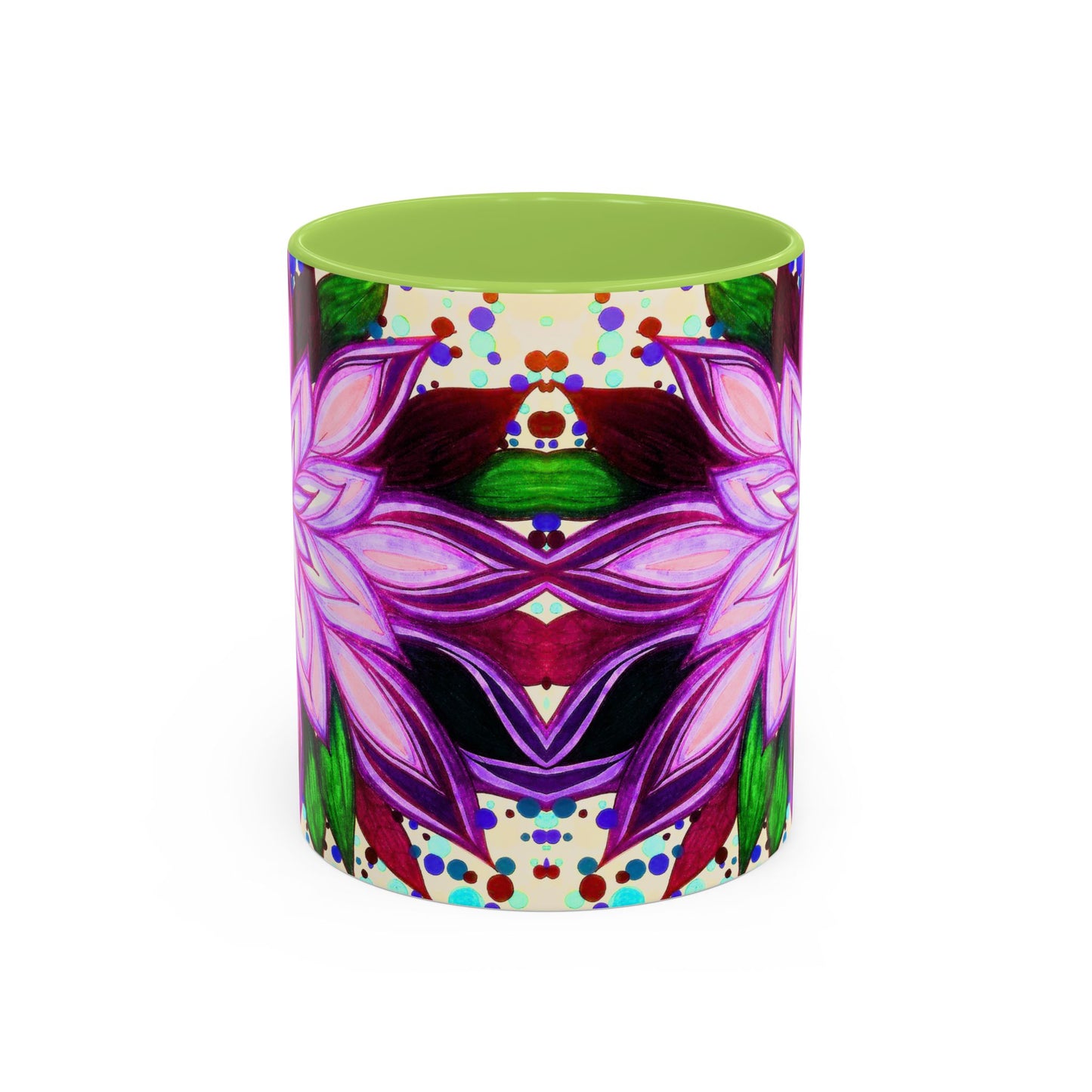 Floral Lotus Accent Coffee Mug — Purple Mandala 11/15oz