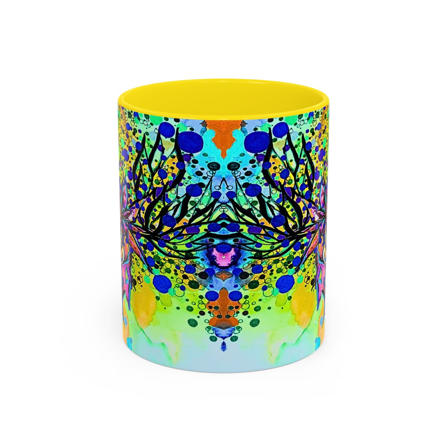 Artistic Floral Coffee Mug — Colorful Watercolor Mandala Accent Mug (11/15oz)