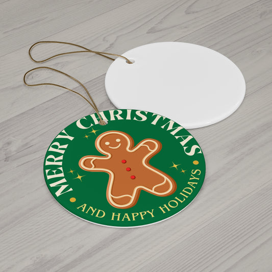 Christmas Gingerbread Round Ceramic Ornament