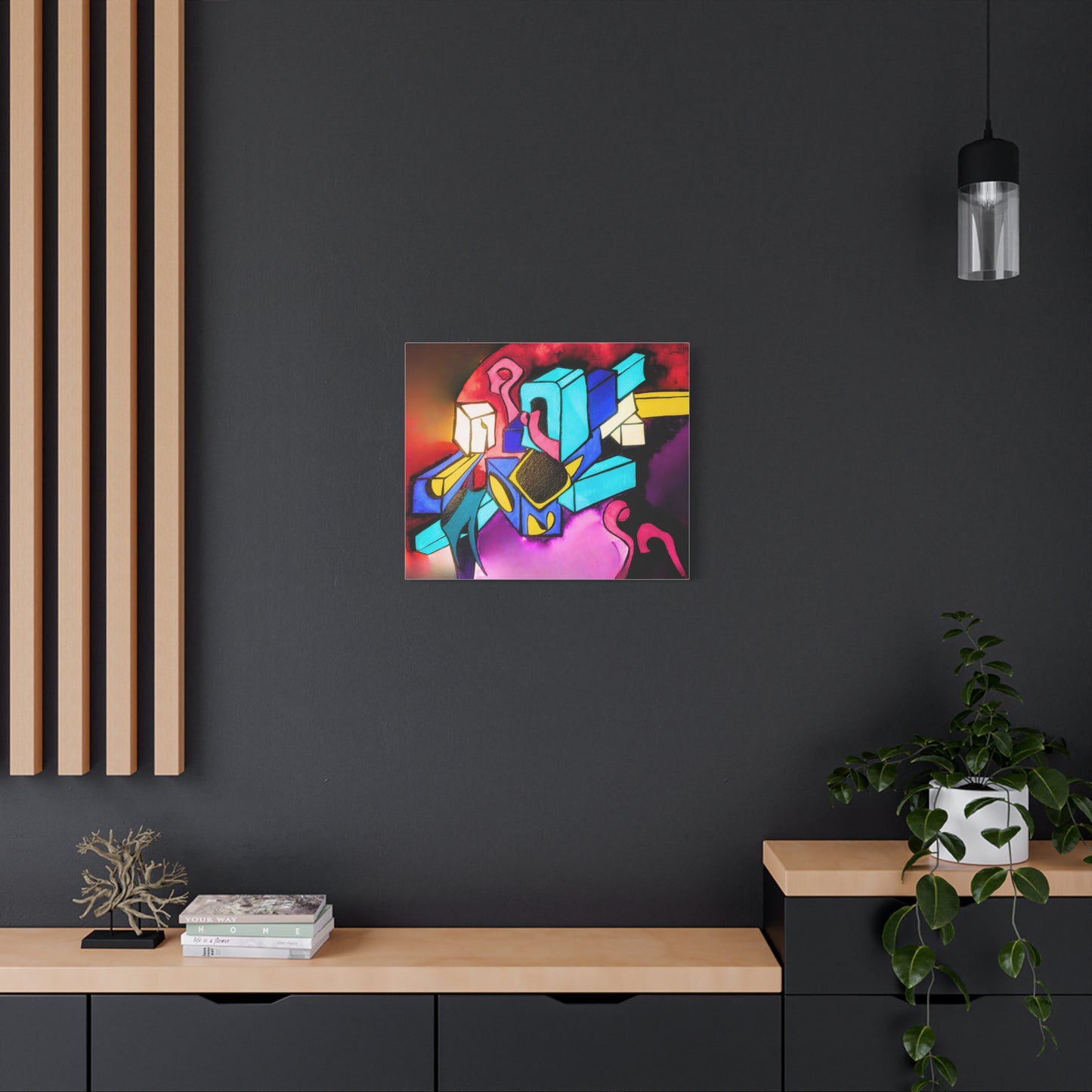 Abstract Neon Geometric Canvas Print