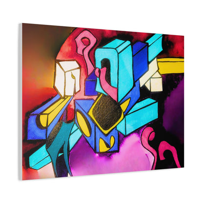 Abstract Neon Geometric Canvas Print