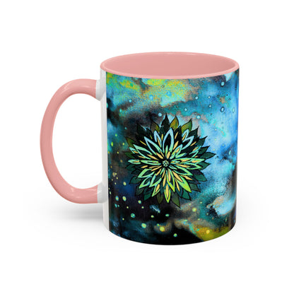 Blue Galaxy Floral Accent Coffee Mug — 11/15oz