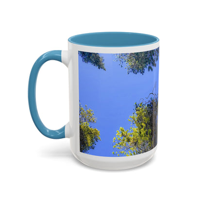 Scenic Pine Tree Sky Accent Coffee Mug – Nature Photography 11/15oz