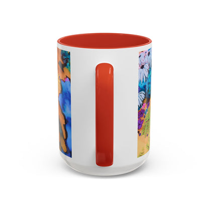 Vibrant Floral Watercolor Accent Coffee Mug