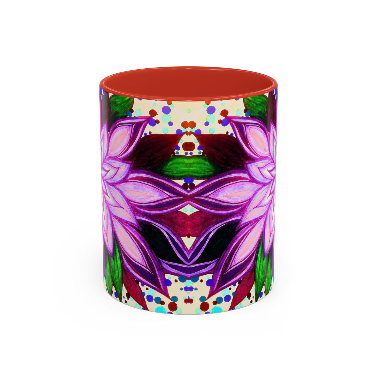 Floral Lotus Accent Coffee Mug — Purple Mandala 11/15oz