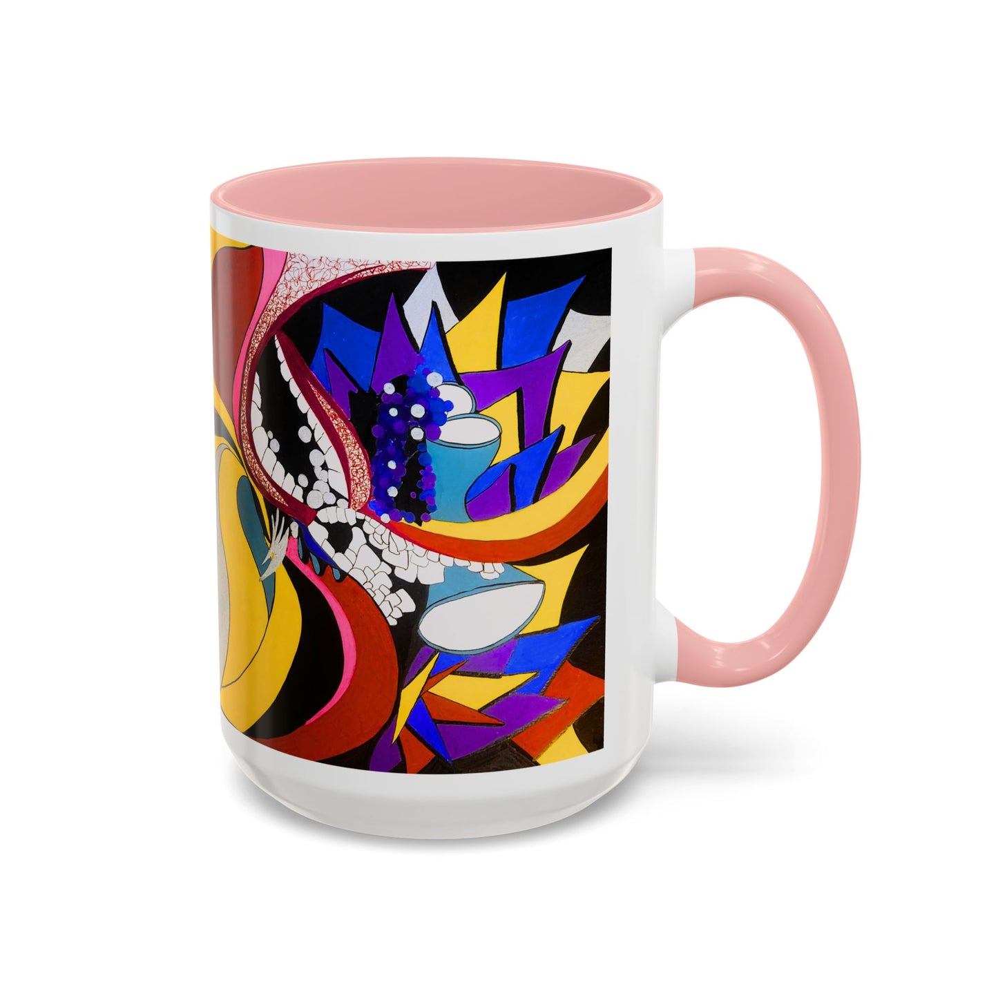 Abstract Colorful Face Accent Coffee Mug — Bold Pop Art Ceramic Gift