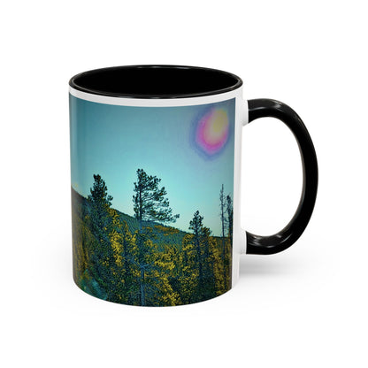 Scenic Pine Forest Accent Coffee Mug — Sunrise Landscape 11/15oz