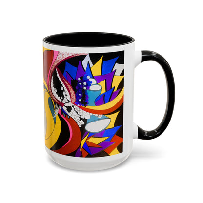 Abstract Colorful Face Accent Coffee Mug — Bold Pop Art Ceramic Gift