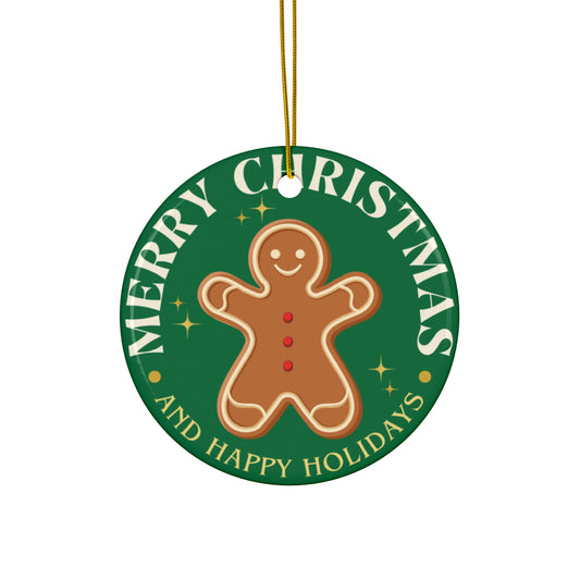 Christmas Gingerbread Round Ceramic Ornament