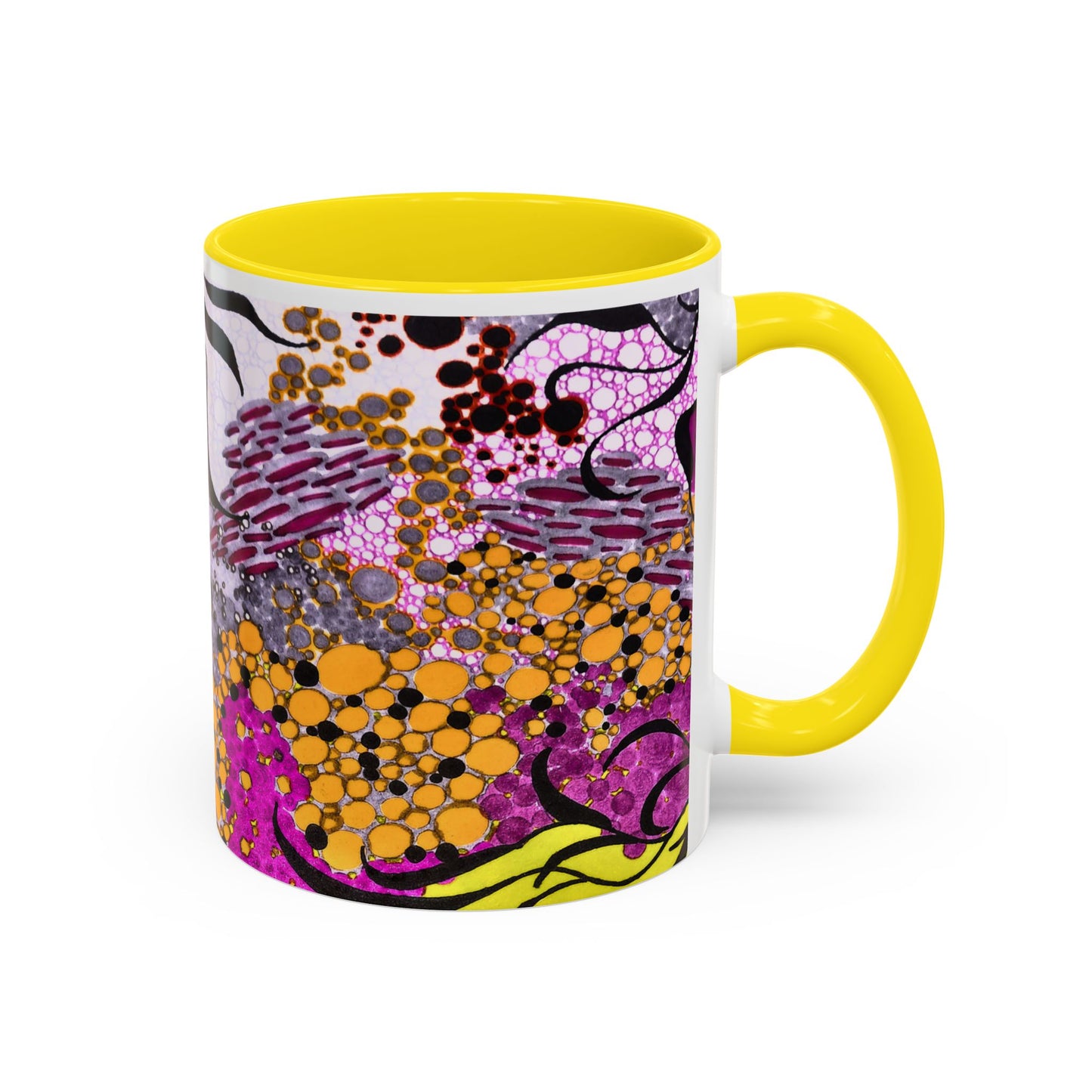 Accent Coffee Mug — Vibrant Abstract Floral Pattern (11/15oz)