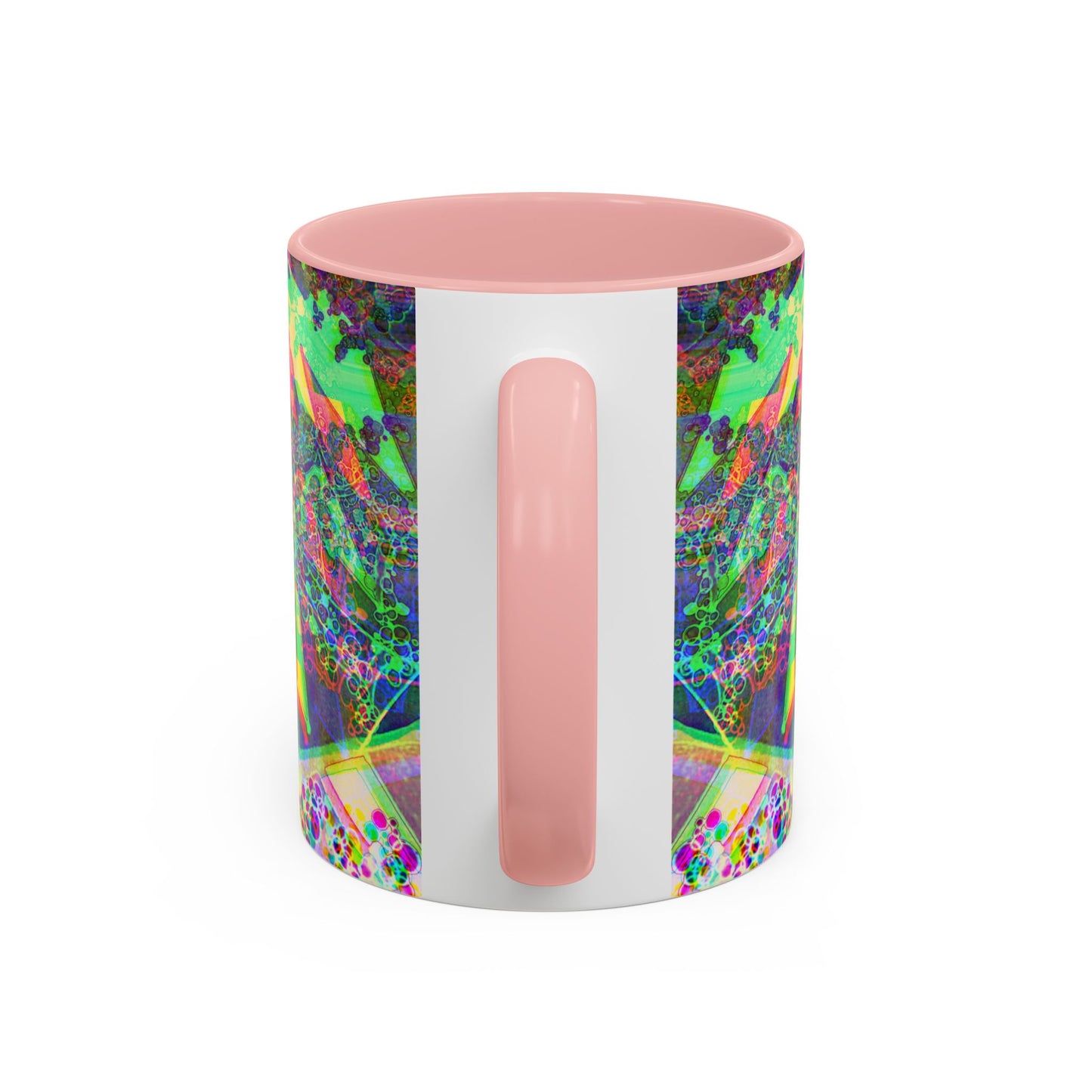 Psychedelic Geometric Accent Coffee Mug — Vibrant Neon Art Design (11/15oz)