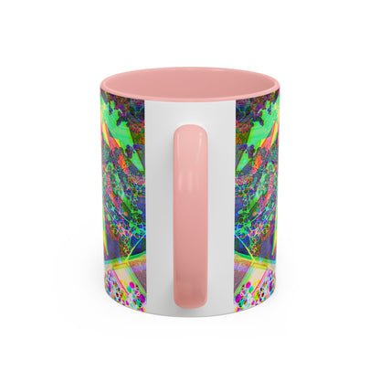 Psychedelic Geometric Accent Coffee Mug — Vibrant Neon Art Design (11/15oz)