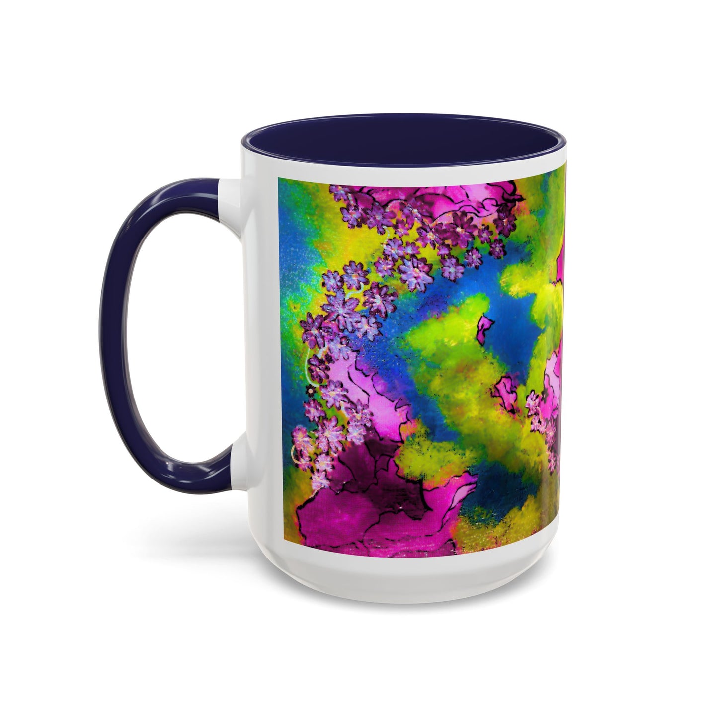 Vibrant Abstract Inkblot Accent Coffee Mug – Psychedelic Floral Color Splash (11/15oz)