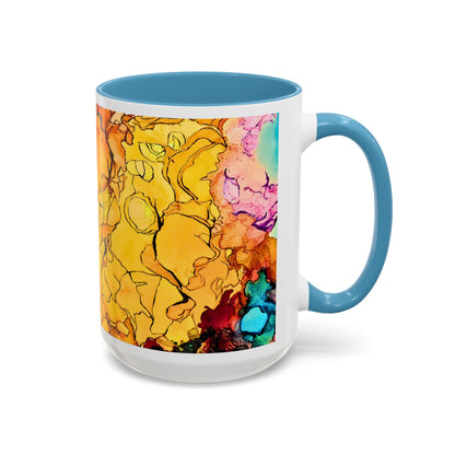 Yellow Floral Accent Coffee Mug – Bright Watercolor Peony Design (11/15oz)