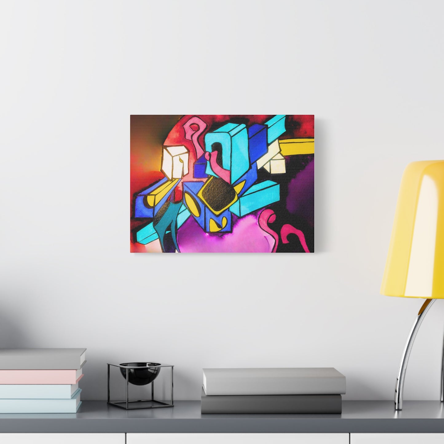Abstract Neon Geometric Canvas Print