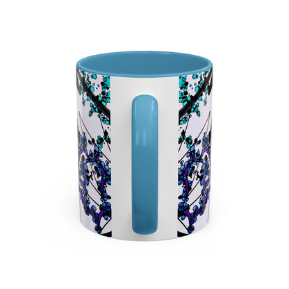 Blue Botanical Accent Coffee Mug — Teal Floral Abstract 11/15oz