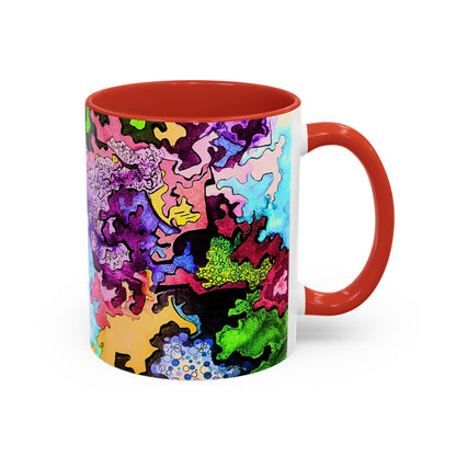 Psychedelic Abstract Accent Coffee Mug — Colorful Inkblot Art (11/15oz)