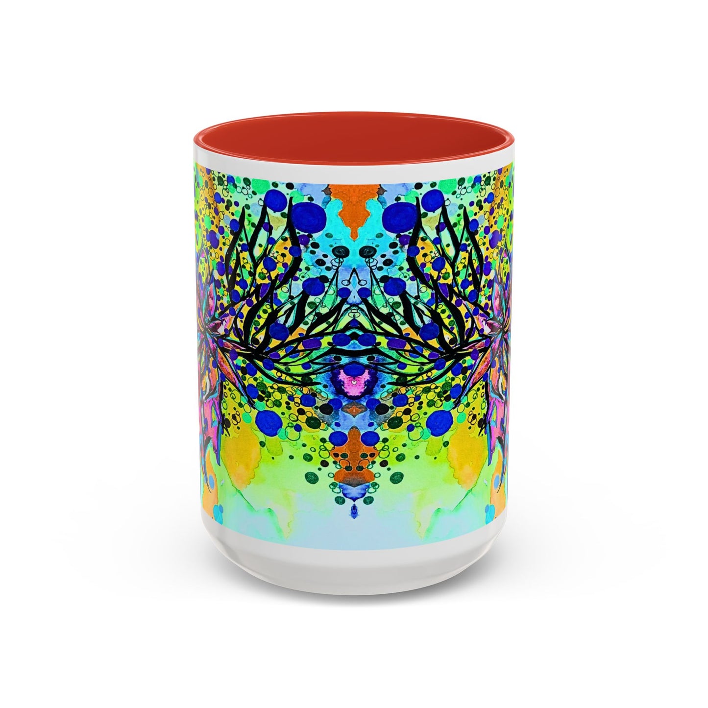 Artistic Floral Coffee Mug — Colorful Watercolor Mandala Accent Mug (11/15oz)