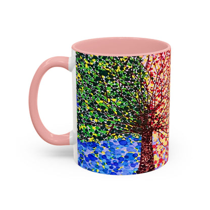 Accent Coffee Mug - Colorful Pointillist Tree Art Cup (11/15 oz)