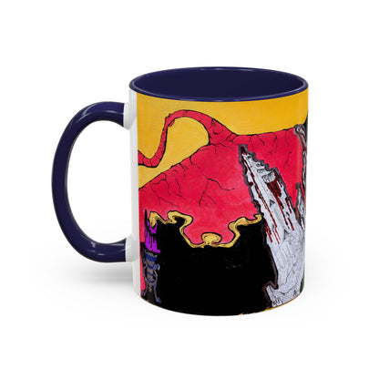 Abstract Mountain Dragon Coffee Mug — Colorful Accent Ceramic Mug (11/15oz)