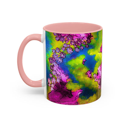 Vibrant Abstract Inkblot Accent Coffee Mug – Psychedelic Floral Color Splash (11/15oz)