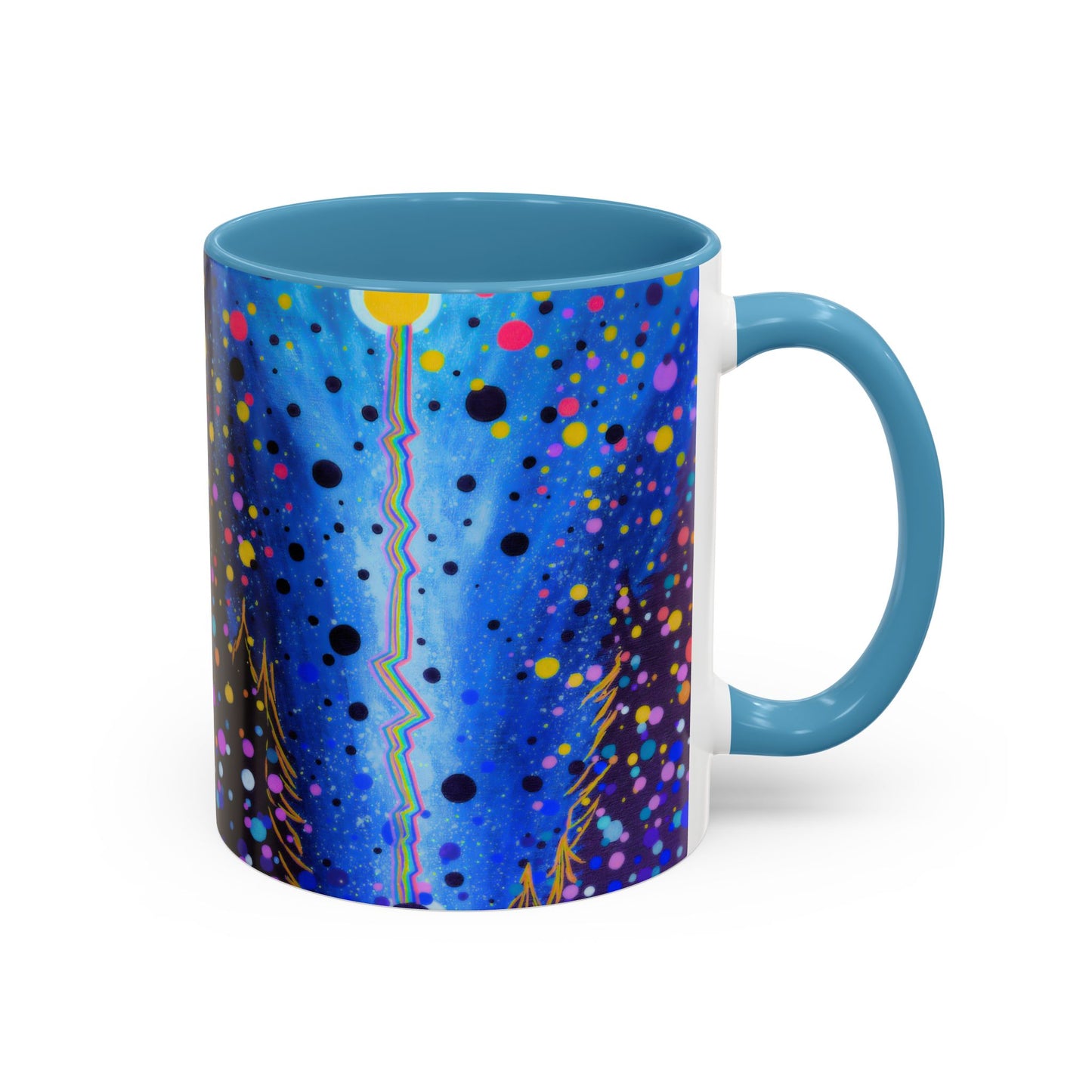 Abstract Galaxy Accent Coffee Mug — Blue Dot Constellation Design (11/15oz)