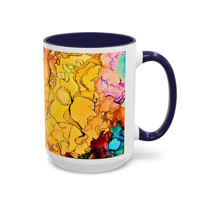 Yellow Floral Accent Coffee Mug – Bright Watercolor Peony Design (11/15oz)