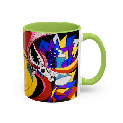 Abstract Colorful Face Accent Coffee Mug — Bold Pop Art Ceramic Gift