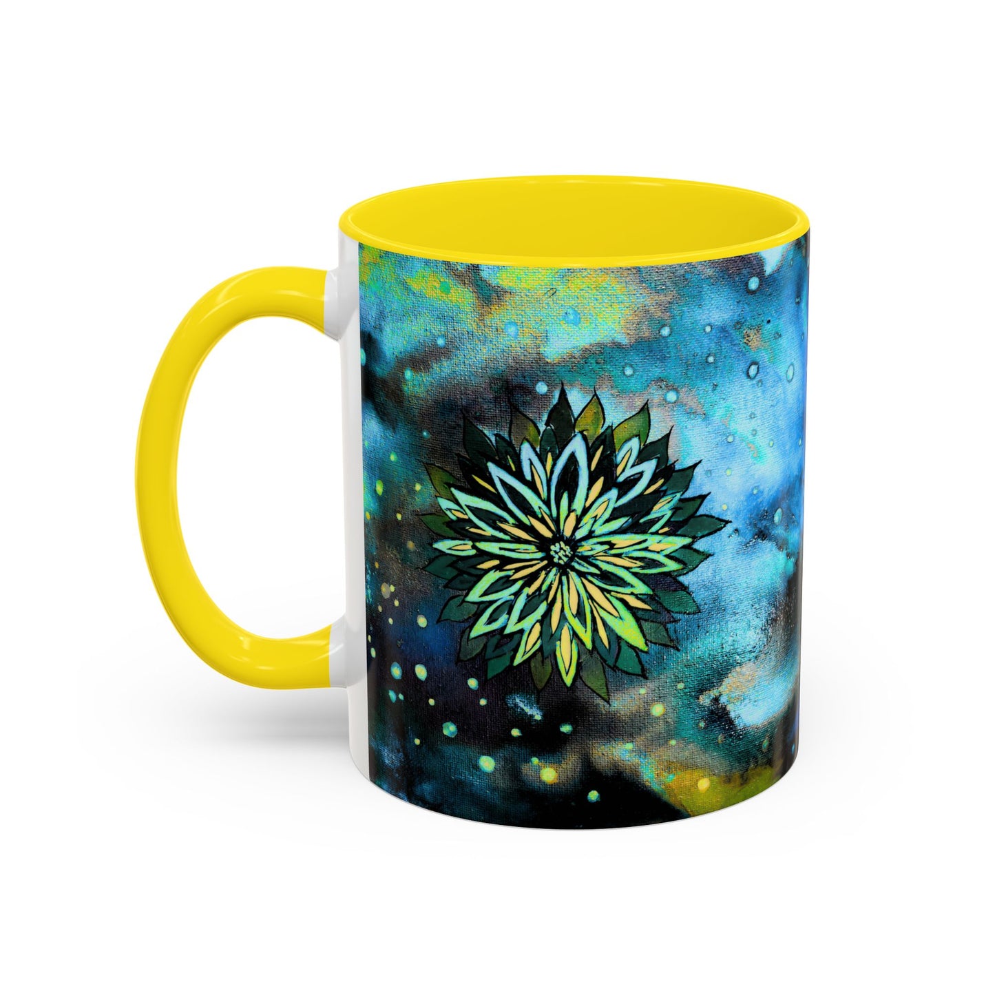 Blue Galaxy Floral Accent Coffee Mug — 11/15oz
