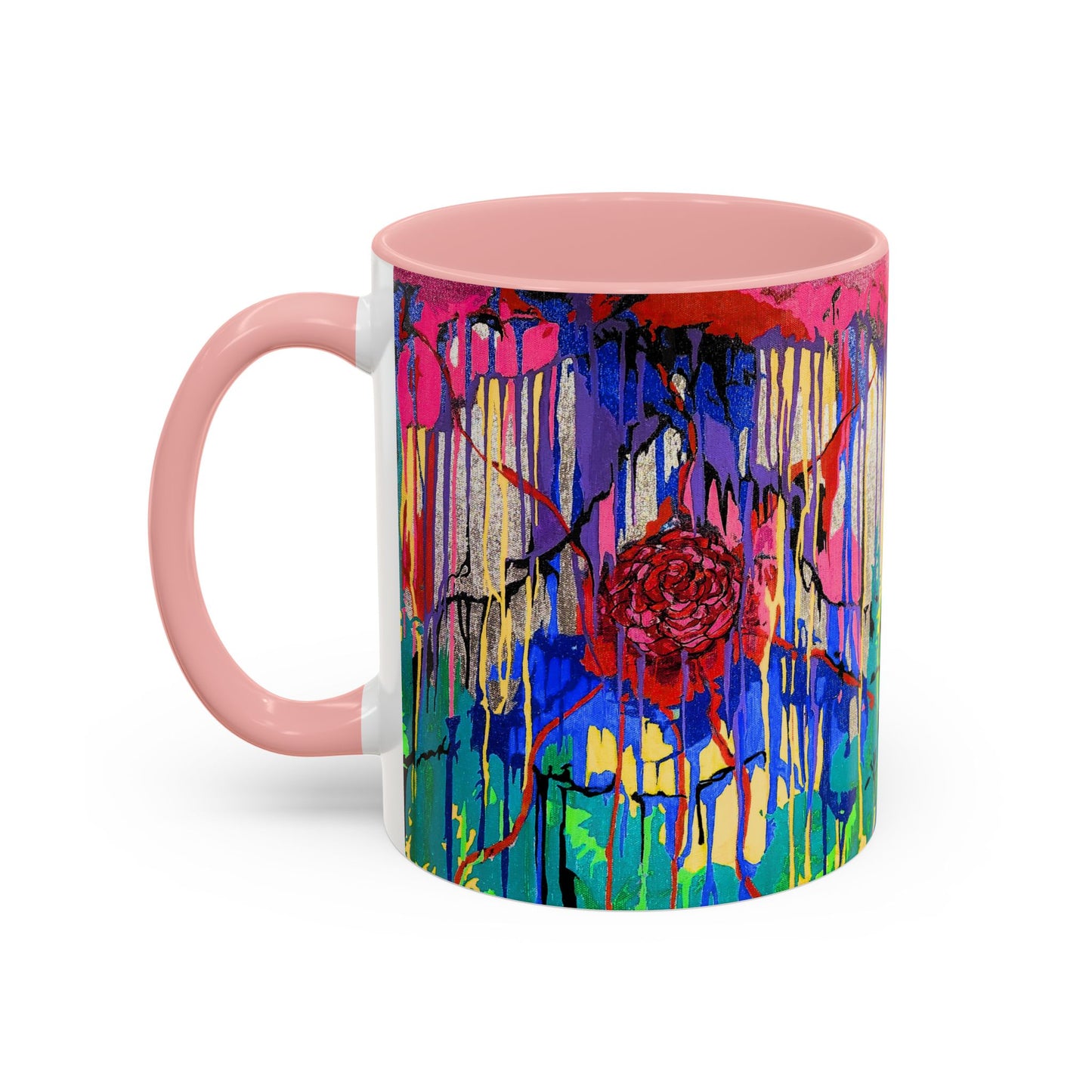 Colorful Drip Art Coffee Mug – Vibrant Abstract Floral Accent (11/15oz)