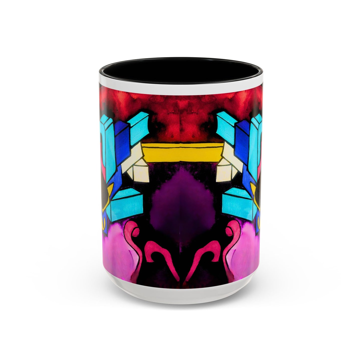 Abstract Neon Art Coffee Mug — Colorful Geometric Accent Mug