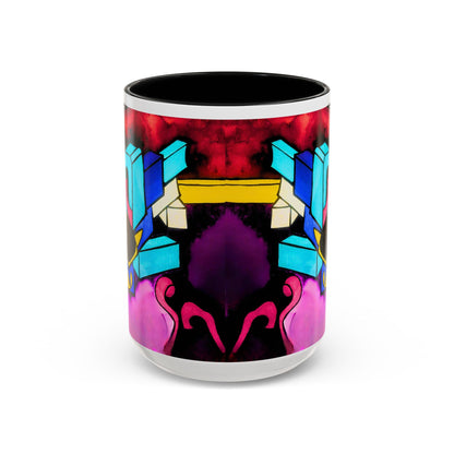 Abstract Neon Art Coffee Mug — Colorful Geometric Accent Mug